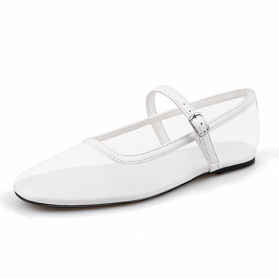 【Anyone more】Secon Mesh Ballet Mary Jane Sneakers Shoes Amazon.com | BCTEX COLL White Mesh Ballet Flats Mary-Jane